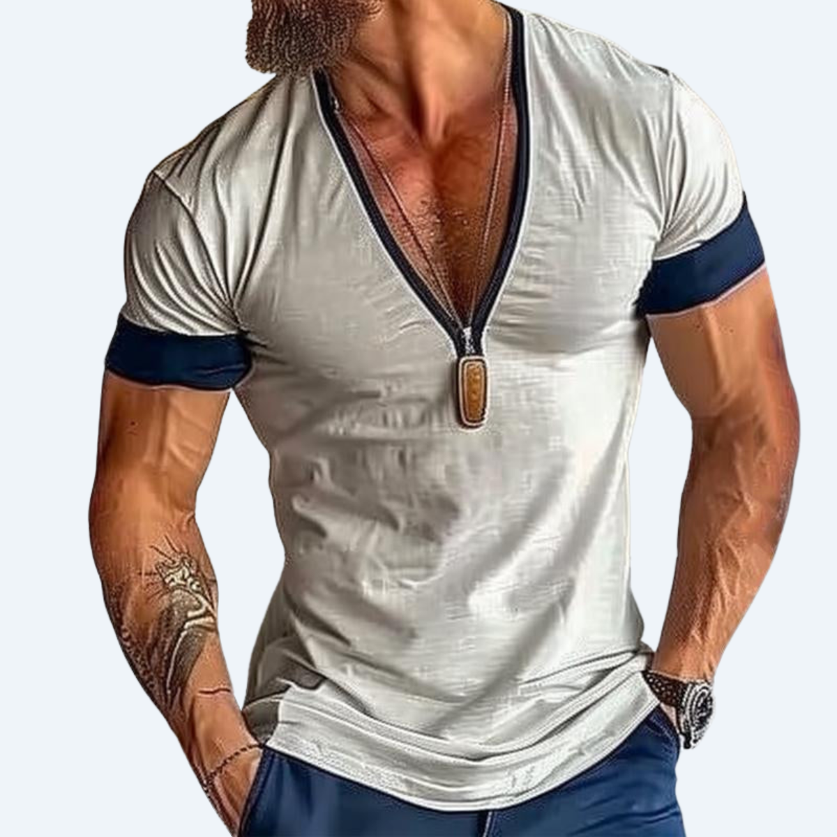 LAKESHORE ZIP V0NECK