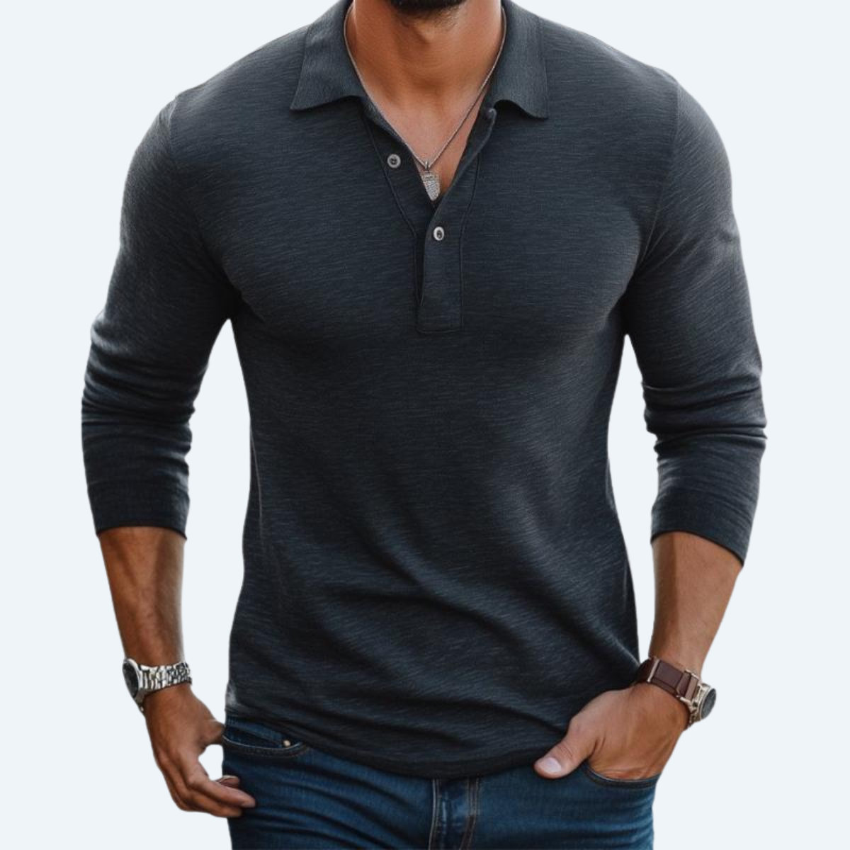 HERITAGE LUXE -  CASUAL LONG-SLEEVE POLO SHIRT